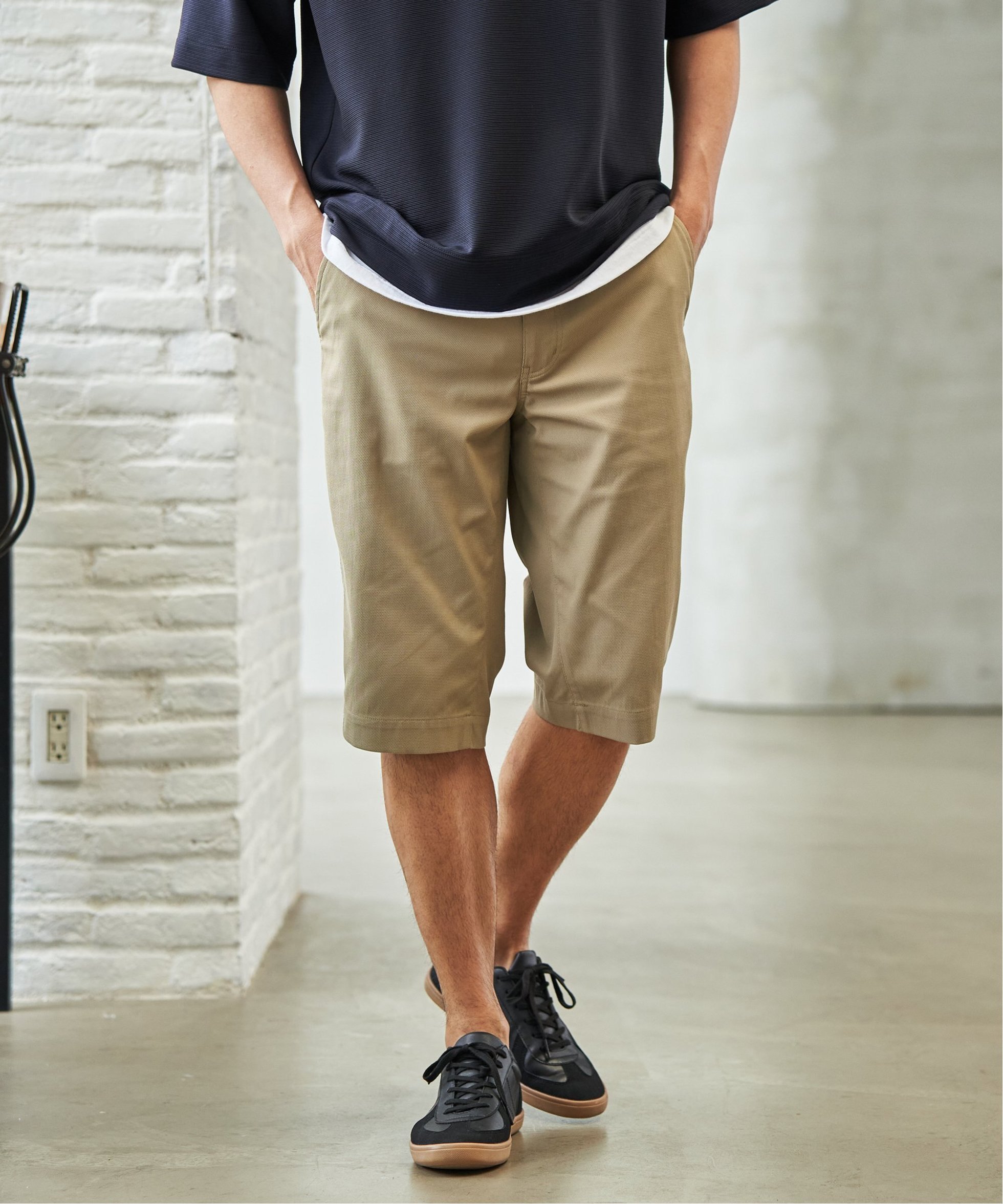 【イッカ/ikka / MEN】の6.5分丈ドビーイージーハーフパンツ インテリア・キッズ・メンズ・レディースファッション・服の通販 founy(ファウニー) 　ファッション　Fashion　メンズファッション　Fashion for Men　ボトムス　Bottoms　ハーフパンツ・ショートパンツ　Shorts & Half Pants　シャーリング　Shirring, Ruched　ストライプ　Stripe, Striped Pattern　ドローコード　Drawcord, Drawstring Cord　ハーフ　Half, Half-Length　バランス　Balance, Style Balance　リラックス　Relax, Relaxed Fit　夏　Summer　定番　Standard, Basic Item　旅行　Travel　ベージュ|ID: prp329100004992860 ipo3291000000037393692