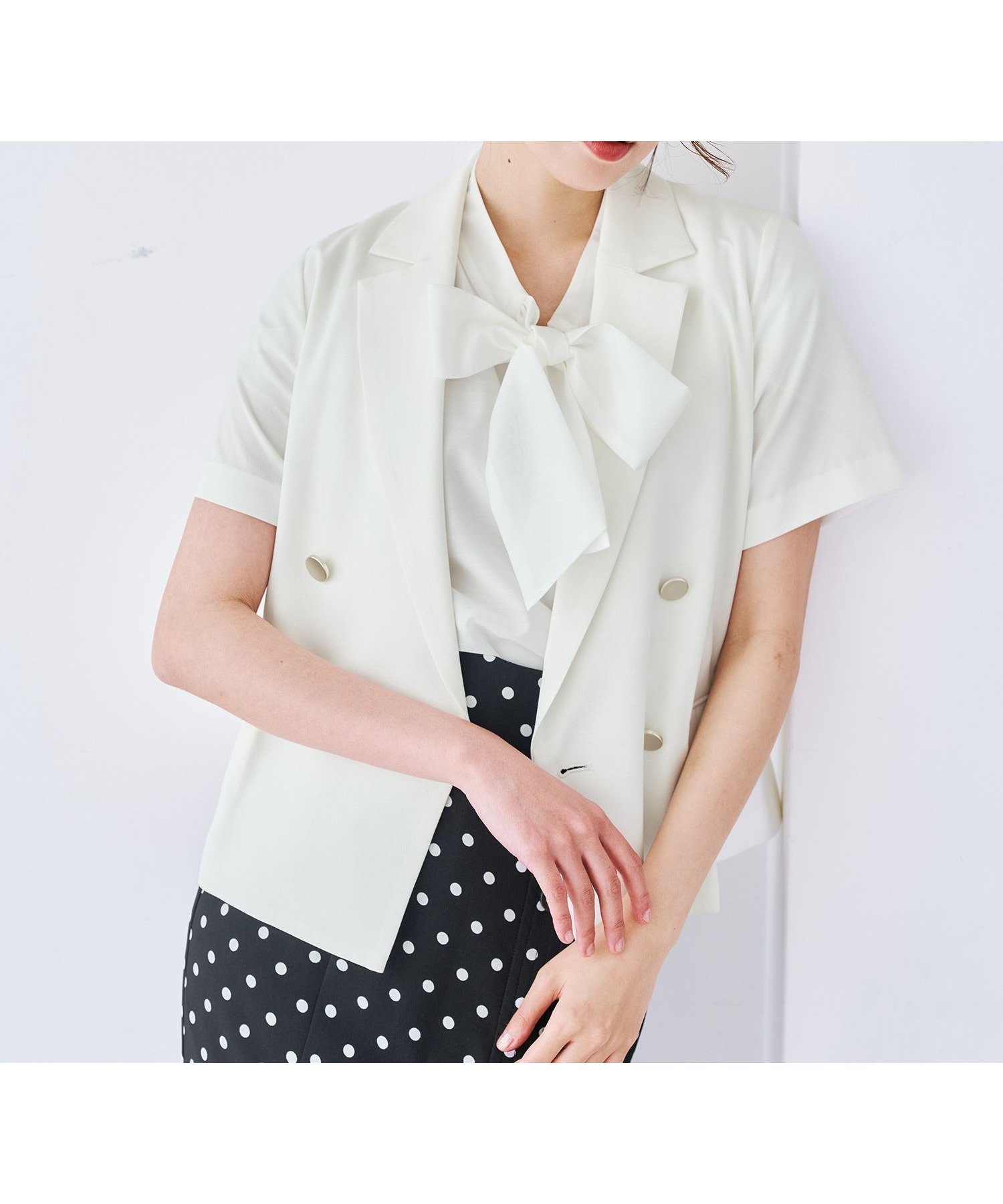 【ミッシュマッシュ/MISCH MASCH】のハーフスリーブジャケット MM628504 大人の最旬トレンドファッション＆コーディネート founy(ファウニー) 　ファッション　Fashion　レディースファッション　Fashion for Women　アウター　Coat / Outerwear Collection　レディースジャケット・軽アウター　Jackets　クラシカル　Classical, Vintage-Inspired　ジャケット　Jacket, Outerwear　スリーブ　Sleeve, Long Sleeve / Short Sleeve　ダブル　Double, Double-Breasted　ハーフ　Half, Half-Length　フラップ　Flap, Flap Pocket　ポケット　Pocket, Pocket Detail　 other-1|ID: prp329100004992872 ipo3291000000037393973