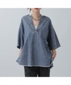【レプシィム ローリーズファーム/LEPSIM LOWRYS FARM】のデニムスキッパーTブラウス 大人の最旬トレンドファッション＆コーディネート founy(ファウニー) ファッション Fashion レディースファッション Fashion for Women トップス・カットソー Cut & Sew Tops シャツ・ブラウス・オフィスカジュアル Elegant Blouses & Button-Ups おすすめ Recommended / Our Picks ケミカル Chemical, Chemical Wash スキッパー Skipper, Open Collar デニム Denim, Jeans Material ボヘミアン Bohemian, Ethnic Style レース Lace, Lace Fabric 人気 Popular, Best Seller thumbnail インディゴ82|ID: prp329100004992899 ipo3291000000037394156