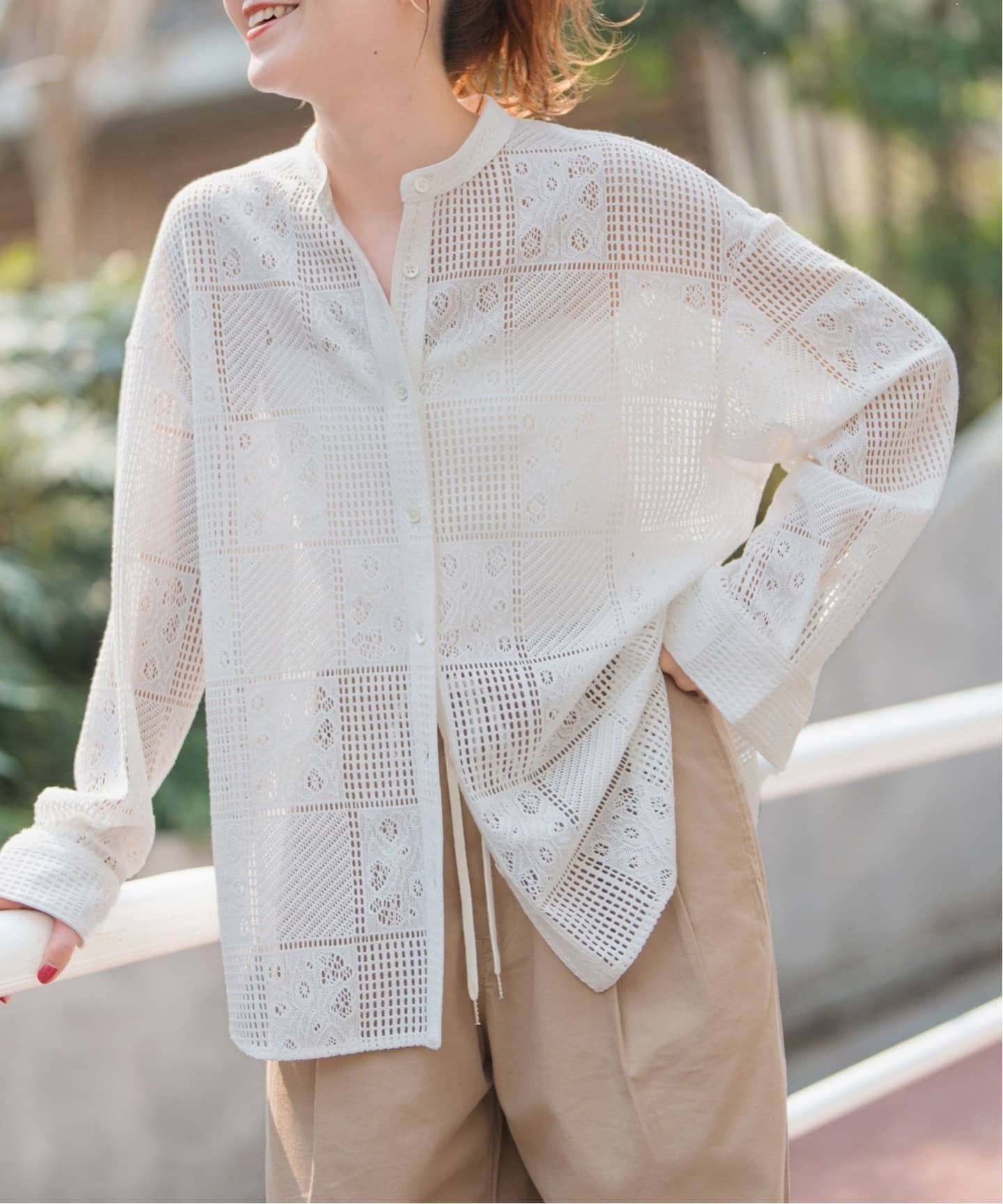 【スピック&スパン/Spick & Span】の《追加3》PEレースシャツ インテリア・キッズ・メンズ・レディースファッション・服の通販 founy(ファウニー) 　ファッション　Fashion　レディースファッション　Fashion for Women　トップス・カットソー　Cut & Sew Tops　シャツ・ブラウス・オフィスカジュアル　Elegant Blouses & Button-Ups　レース　Lace, Lace Fabric　再入荷　Restock / Back in Stock　秋　Autumn　ホワイト|ID: prp329100004992902 ipo3291000000037394175