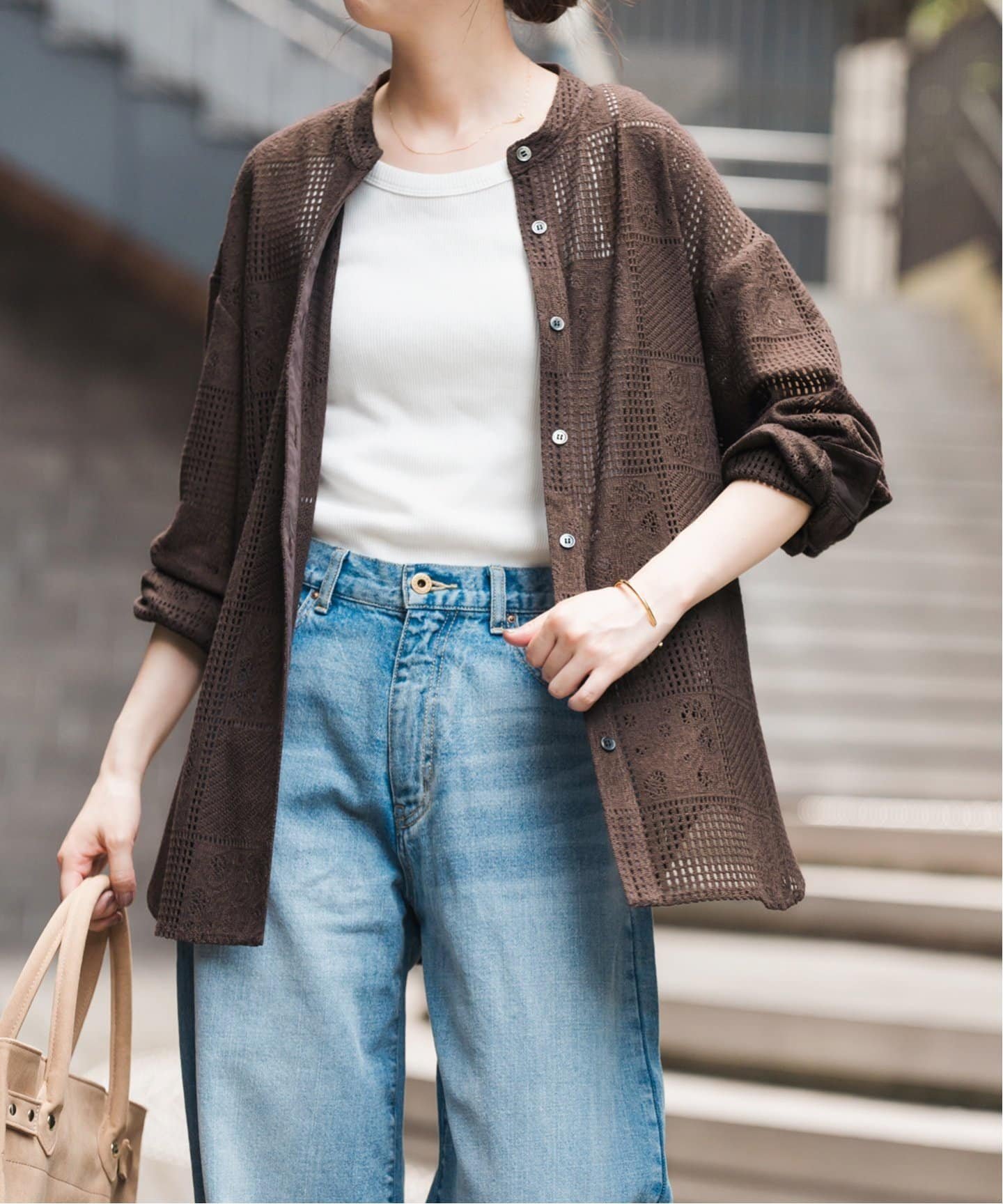 【スピック&スパン/Spick & Span】の《追加3》PEレースシャツ インテリア・キッズ・メンズ・レディースファッション・服の通販 founy(ファウニー) 　ファッション　Fashion　レディースファッション　Fashion for Women　トップス・カットソー　Cut & Sew Tops　シャツ・ブラウス・オフィスカジュアル　Elegant Blouses & Button-Ups　レース　Lace, Lace Fabric　再入荷　Restock / Back in Stock　秋　Autumn　ブラウン|ID: prp329100004992902 ipo3291000000037394177