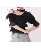 【ナイスクラップ/NICE CLAUP】の【ウォッシャブル】2WAYワンショルフリル半袖ブラウス 大人の最旬トレンドファッション＆コーディネート founy(ファウニー) ファッション Fashion レディースファッション Fashion for Women トップス・カットソー Cut & Sew Tops シャツ・ブラウス・オフィスカジュアル Elegant Blouses & Button-Ups おすすめ Recommended / Our Picks ウォッシャブル Machine Washable ガーリー Girly, Feminine Style デニム Denim, Jeans Material トレンド Trend, Trending Now フェミニン Feminine, Girly フリル Frill, Ruffle ペプラム Peplum, Flared Hem ミュール Mule, Backless Shoes リボン Ribbon, Bow 半袖 Short Sleeve, Half Sleeve 夏 Summer 春 Spring thumbnail ブラック系その他|ID: prp329100004992919 ipo3291000000037394360