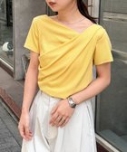 【ラナン/Ranan】のRanan/RANAN/ドレープリブTシャツ 大人の最旬トレンドファッション＆コーディネート founy(ファウニー) ファッション Fashion レディースファッション Fashion for Women トップス・カットソー Cut & Sew Tops シャツ・ブラウス・オフィスカジュアル Elegant Blouses & Button-Ups ロングTシャツ・Tシャツ Longline T-Shirts & Tees シンプル Simple, Minimal タイトスカート Pencil Skirt, Tight Skirt デコルテ Décolleté, Neckline トレンド Trend, Trending Now ドレープ Drape, Draping Fabric フィット Fit, Slim Fit フェミニン Feminine, Girly ベーシック Basic, Essential ポケット Pocket, Pocket Detail 半袖 Short Sleeve, Half Sleeve 夏 Summer エレガント 上品 Elegant thumbnail イエロー|ID: prp329100004992935 ipo3291000000037394486