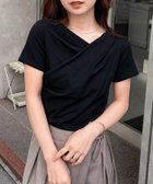 【ラナン/Ranan】のRanan/RANAN/ドレープリブTシャツ 大人の最旬トレンドファッション＆コーディネート founy(ファウニー) ファッション Fashion レディースファッション Fashion for Women トップス・カットソー Cut & Sew Tops シャツ・ブラウス・オフィスカジュアル Elegant Blouses & Button-Ups ロングTシャツ・Tシャツ Longline T-Shirts & Tees シンプル Simple, Minimal タイトスカート Pencil Skirt, Tight Skirt デコルテ Décolleté, Neckline トレンド Trend, Trending Now ドレープ Drape, Draping Fabric フィット Fit, Slim Fit フェミニン Feminine, Girly ベーシック Basic, Essential ポケット Pocket, Pocket Detail 半袖 Short Sleeve, Half Sleeve 夏 Summer エレガント 上品 Elegant thumbnail ブラック|ID: prp329100004992935 ipo3291000000037394489
