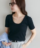 【ディスコート/Discoat】の【万能インナー♪/WEB限定】前後2WAYUネック半袖Tシャツ 大人の最旬トレンドファッション＆コーディネート founy(ファウニー) ファッション Fashion レディースファッション Fashion for Women トップス・カットソー Cut & Sew Tops シャツ・ブラウス・オフィスカジュアル Elegant Blouses & Button-Ups ロングTシャツ・Tシャツ Longline T-Shirts & Tees インナー Innerwear キャミワンピース Cami Dress, Slip Dress サロペット Overalls, Salopette スラックス Slacks, Dress Pants フィット Fit, Slim Fit ワイド Wide, Wide Fit 半袖 Short Sleeve, Half Sleeve thumbnail ブラック|ID: prp329100004992939 ipo3291000000037394525