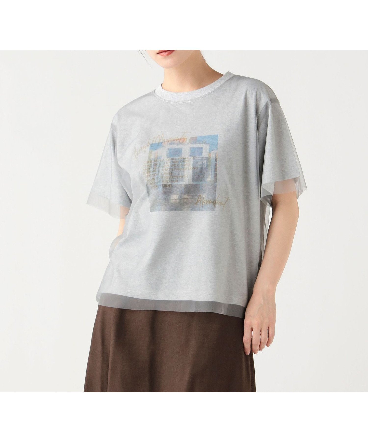 【ビームス ハート/BEAMS HEART】のフォト チュール Tシャツ 大人の最旬トレンドファッション＆コーディネート founy(ファウニー) 　ファッション　Fashion　レディースファッション　Fashion for Women　トップス・カットソー　Cut & Sew Tops　シャツ・ブラウス・オフィスカジュアル　Elegant Blouses & Button-Ups　ロングTシャツ・Tシャツ　Longline T-Shirts & Tees　グラフィック　Graphic, Graphic Design　チュール　Tulip, Tulip Motif　デニム　Denim, Jeans Material　フロント　Front, Front Design　プリント　Print, Printed Pattern　 other-1|ID: prp329100004992940 ipo3291000000037394530