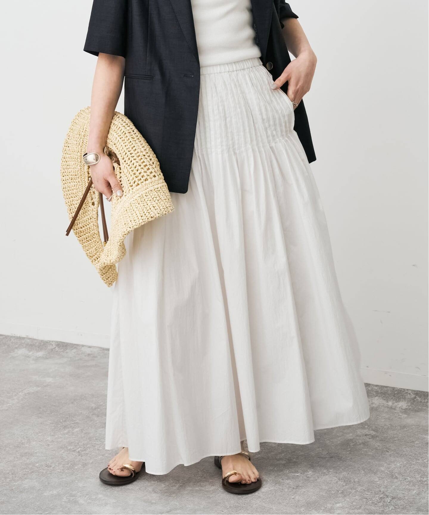 【スピック&スパン/Spick & Span】の《手洗い可》CO/PAシアータイプライターギャザースカート インテリア・キッズ・メンズ・レディースファッション・服の通販 founy(ファウニー) 　ファッション　Fashion　レディースファッション　Fashion for Women　スカート　Skirts　ギャザー　Gathered, Ruffled　シンプル　Simple, Minimal　フレア　Flare, Flared　リラックス　Relax, Relaxed Fit　ホワイト A|ID: prp329100004993186 ipo3291000000037396281