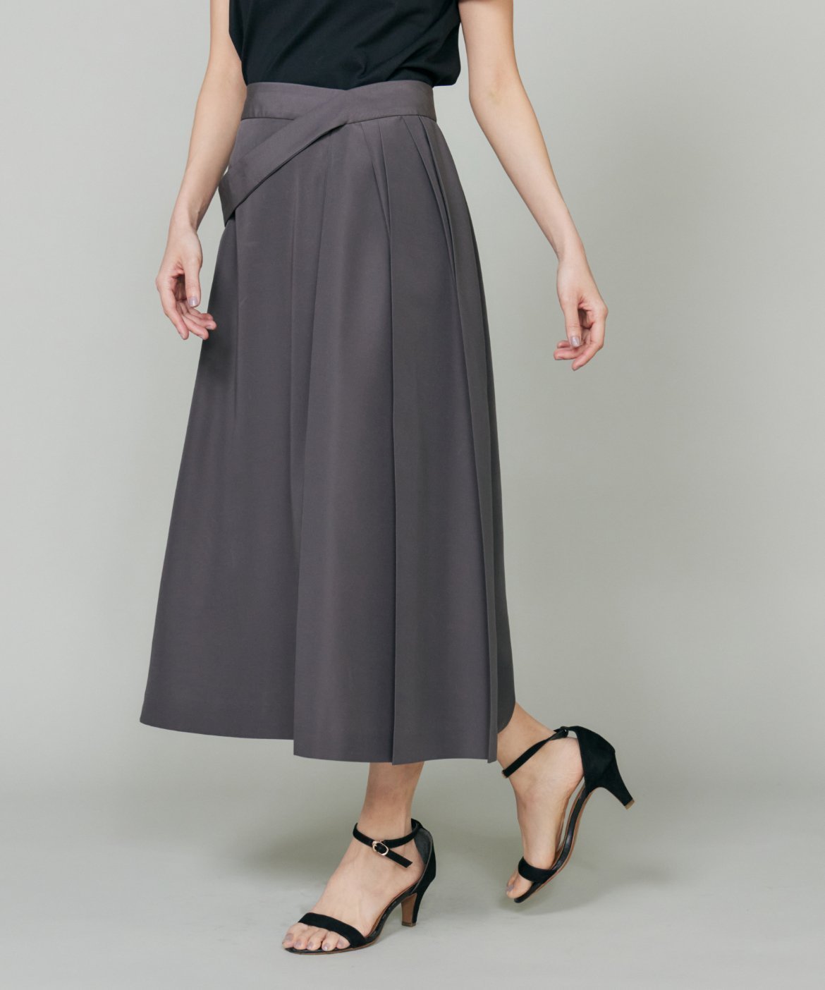 【イネド/INED】のラップライクスカート インテリア・キッズ・メンズ・レディースファッション・服の通販 founy(ファウニー) 　ファッション　Fashion　レディースファッション　Fashion for Women　スカート　Skirts　スマート　Smart, Elegant　ドレープ　Drape, Draping Fabric　プリーツ　Pleats, Pleated　ラップ　Wrap, Wrap Design　ミディアムグレー|ID: prp329100004993187 ipo3291000000037396283