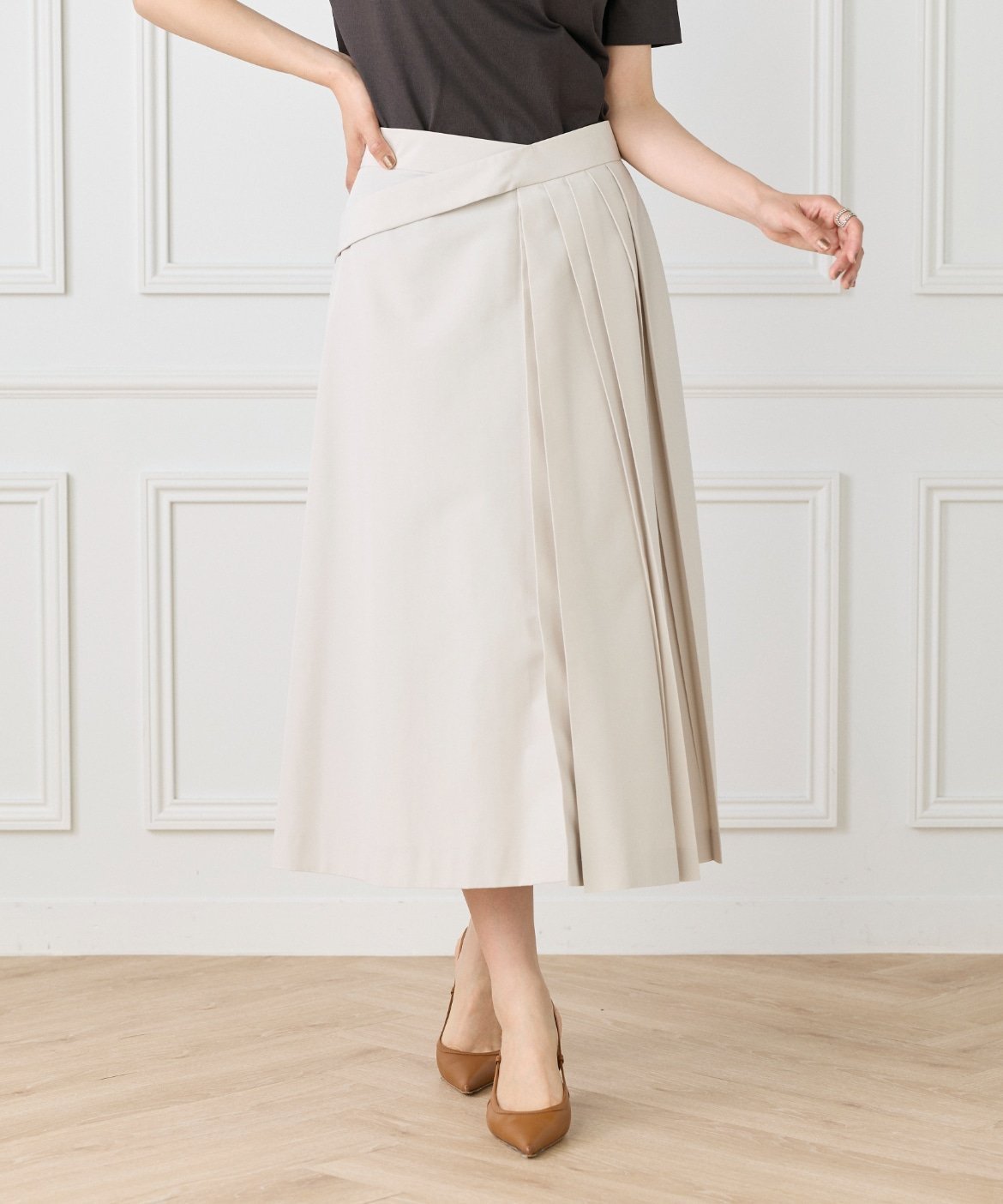 【イネド/INED】のラップライクスカート インテリア・キッズ・メンズ・レディースファッション・服の通販 founy(ファウニー) 　ファッション　Fashion　レディースファッション　Fashion for Women　スカート　Skirts　スマート　Smart, Elegant　ドレープ　Drape, Draping Fabric　プリーツ　Pleats, Pleated　ラップ　Wrap, Wrap Design　ベージュ|ID: prp329100004993187 ipo3291000000037396284