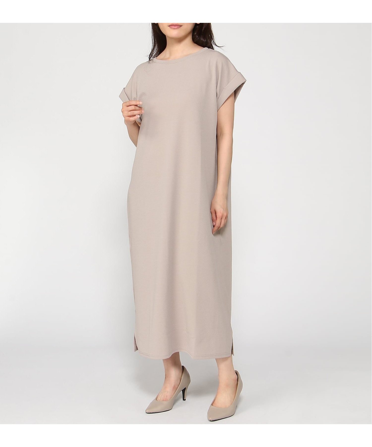 【プレフェリール/PREFERIR】のカットソーワンピース インテリア・キッズ・メンズ・レディースファッション・服の通販 founy(ファウニー) 　ファッション　Fashion　レディースファッション　Fashion for Women　ワンピース　Dresses　リラックス　Relax, Relaxed Fit　ベージュ|ID: prp329100004993206 ipo3291000000037396386