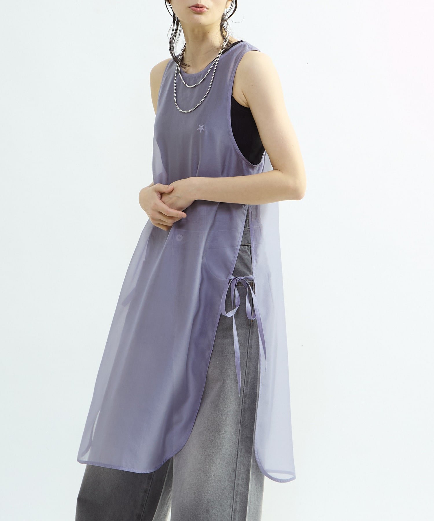 【コンバーストウキョウ/CONVERSE TOKYO】のORGANDY LAYERED DRESS インテリア・キッズ・メンズ・レディースファッション・服の通販 founy(ファウニー) 　ファッション　Fashion　レディースファッション　Fashion for Women　ワンピース　Dresses　フォーマル・パーティードレス・結婚式用ドレス　Elegant & Casual Dresses　インナー　Innerwear　オーガンジー　Organza Fabric　シンプル　Simple, Minimal　ジャケット　Jacket, Outerwear　デニム　Denim, Jeans Material　トレンド　Trend, Trending Now　リボン　Ribbon, Bow　おすすめ　Recommended / Our Picks　ブルー|ID: prp329100004993248 ipo3291000000037396674