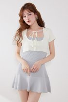 【リエンダ/rienda】のフロントリボンカーデセットニットミニワンピース 大人の最旬トレンドファッション＆コーディネート founy(ファウニー) ファッション Fashion レディースファッション Fashion for Women ワンピース Dresses おすすめ Recommended / Our Picks カーディガン Cardigan, Knitwear ギャザー Gathered, Ruffled サンダル Sandals, Summer Shoes シューズ Shoes, Footwear スリム Slim, Slim Fit トレンド Trend, Trending Now フリル Frill, Ruffle リボン Ribbon, Bow 再入荷 Restock / Back in Stock 厚底 Platform Shoes thumbnail M/BLU7|ID: prp329100004993287 ipo3291000000037396861