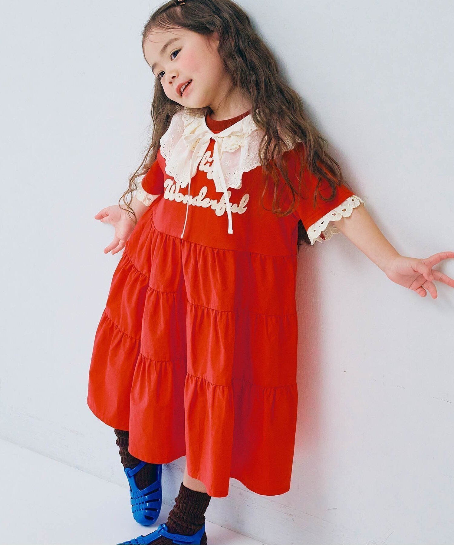 【エフオー オンラインストア/F.O.Online Store / KIDS】のフェルトリンガーTティアードワンピース リンク 大人の最旬トレンドファッション＆コーディネート founy(ファウニー) 　ファッション　Fashion　キッズファッション　Fashion for Kids　ワンピース　Dresses　おすすめ　Recommended / Our Picks　コンビ　Combo, Combination Style　ティアードワンピース　Tiered Dress, Flared Dress　フェルト　Felt, Felt Fabric　ブロード　Broadcloth, Fine Cotton　レース　Lace, Lace Fabric　ロンパース　Romper, Jumpsuit　 other-1|ID: prp329100004993343 ipo3291000000037397915