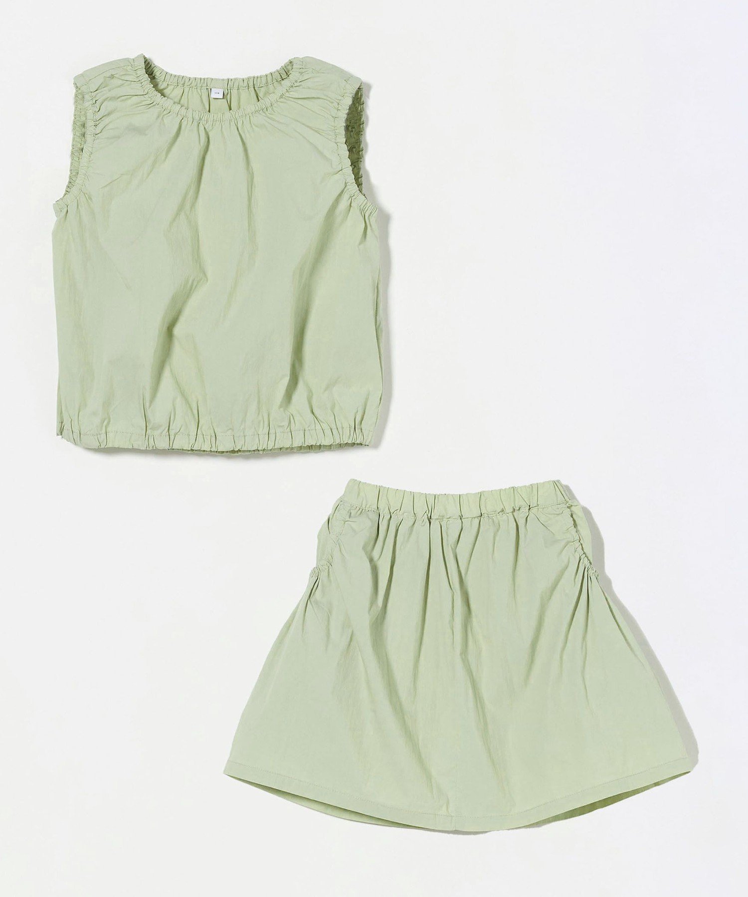 【ユナイテッドアローズ/UNITED ARROWS / KIDS】のギャザーセットアップ / キッズ 100cm-160cm インテリア・キッズ・メンズ・レディースファッション・服の通販 founy(ファウニー) 　ファッション　Fashion　キッズファッション　Fashion for Kids　ギャザー　Gathered, Ruffled　ショート　Short, Short Length　セットアップ　Set-Up, Coordinated Outfit　タンク　Tank Top, Sleeveless Top　ポケット　Pocket, Pocket Detail　アウトレット　Outlet / Clearance　LIME|ID: prp329100004993344 ipo3291000000037397923