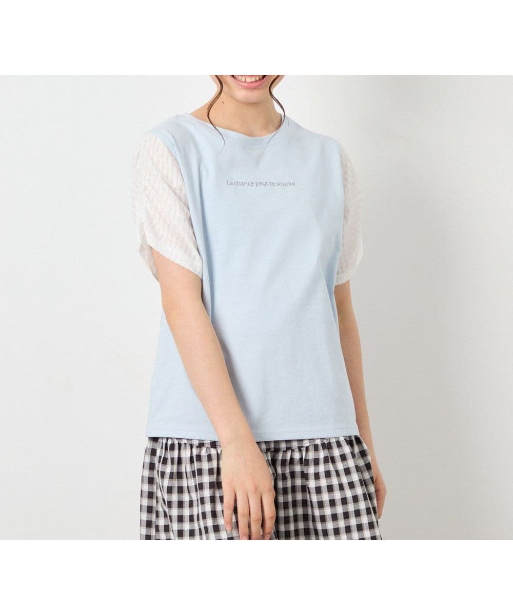 【アー ヴェー ヴェー/a.v.v / KIDS】の110-160 【WEB限定】シアーギンガムスリーブTシャツ インテリア・キッズ・メンズ・レディースファッション・服の通販 founy(ファウニー) 　ファッション　Fashion　キッズファッション　Fashion for Kids　インナー　Innerwear　オレンジ　Orange　カットソー　Cut and Sewn Top　カーゴパンツ　Cargo Pants, Utility Pants　ガーリー　Girly, Feminine Style　ギンガム　Gingham, Gingham Fabric　サロペット　Overalls, Salopette　シアー　Sheer, See-Through　シンプル　Simple, Minimal　スポーティ　Sporty, Casual Athletic　スリーブ　Sleeve, Long Sleeve / Short Sleeve　デニム　Denim, Jeans Material　人気　Popular, Best Seller　バランス　Balance, Style Balance　フレア　Flare, Flared　ボトム　Bottoms, Lower Wear　再入荷　Restock / Back in Stock　おすすめ　Recommended / Our Picks　ライトブルー|ID: prp329100004993368 ipo3291000000037398148