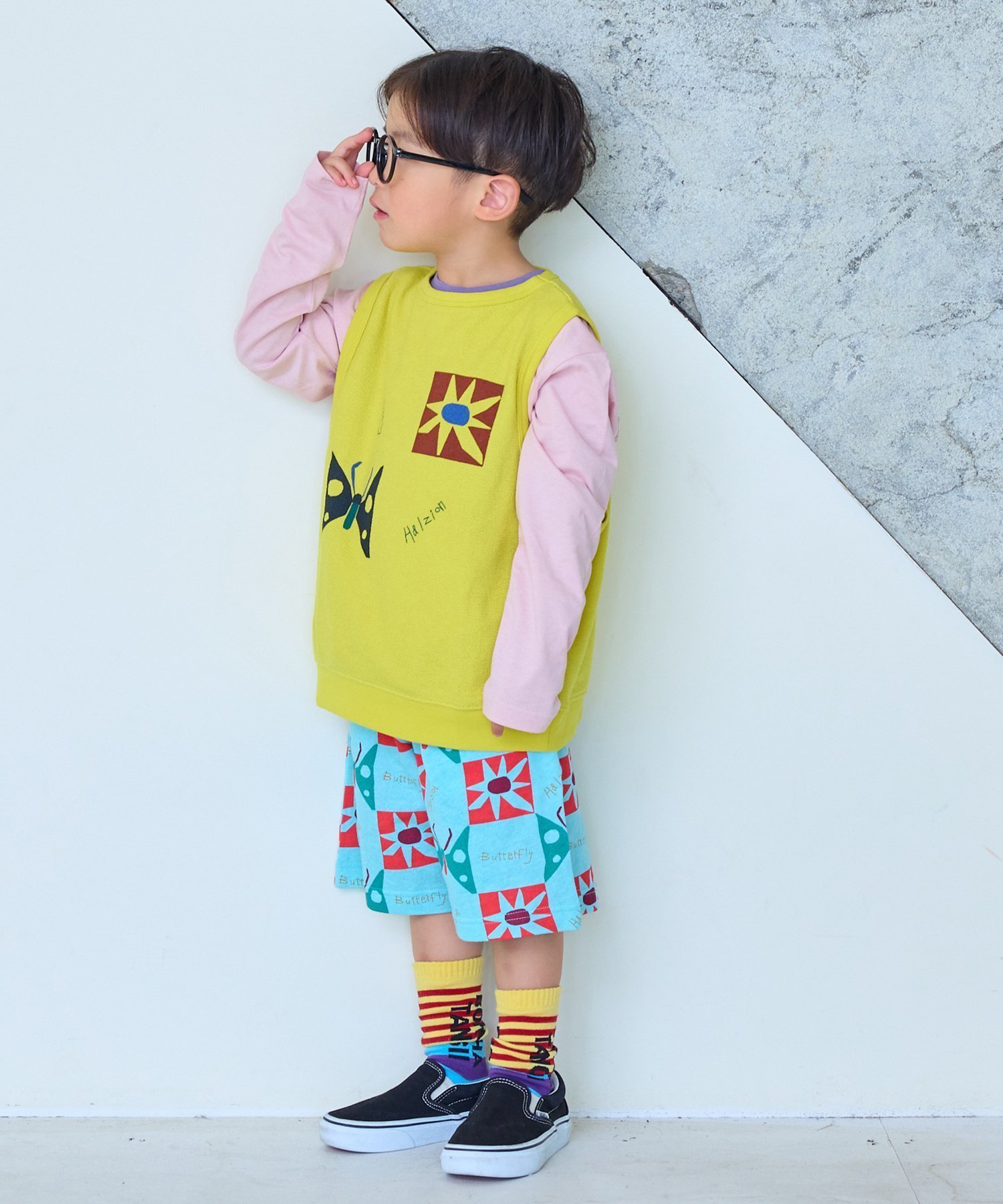 【マーキーズ/MARKEY'S / KIDS】のパイルクルーベスト インテリア・キッズ・メンズ・レディースファッション・服の通販 founy(ファウニー) 　ファッション　Fashion　キッズファッション　Fashion for Kids　吸水　Absorbent, Quick-Dry　タオル　Towel, Bath Towel　手描き　Hand-Drawn, Illustrated　ノースリーブ　Sleeveless, No-Sleeve　バタフライ　Butterfly, Butterfly Motif　バランス　Balance, Style Balance　フラワー　Flower, Floral　フロント　Front, Front Design　プリント　Print, Printed Pattern　ベスト　Vest, Waistcoat　モチーフ　Motif, Design Theme　リラックス　Relax, Relaxed Fit　再入荷　Restock / Back in Stock　イエロー|ID: prp329100004993374 ipo3291000000037398248