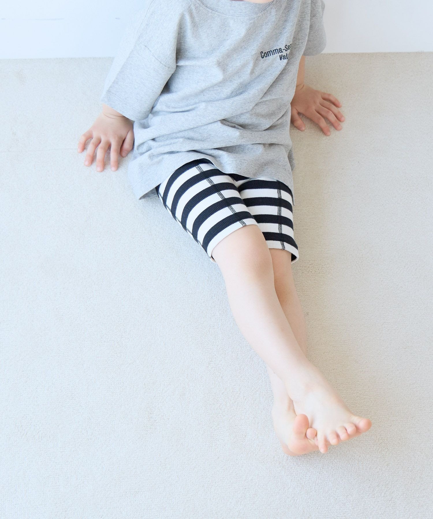 【ローリーズファーム/LOWRYS FARM / KIDS】のサイクルリブパンツ インテリア・キッズ・メンズ・レディースファッション・服の通販 founy(ファウニー) 　ファッション　Fashion　キッズファッション　Fashion for Kids　ボトムス　Bottoms　ボーダー　Border, Stripe　レギンス　Leggings, Stretch Pants　人気　Popular, Best Seller　夏　Summer　ブラック×オフ太ボーダー|ID: prp329100004993375 ipo3291000000037398250
