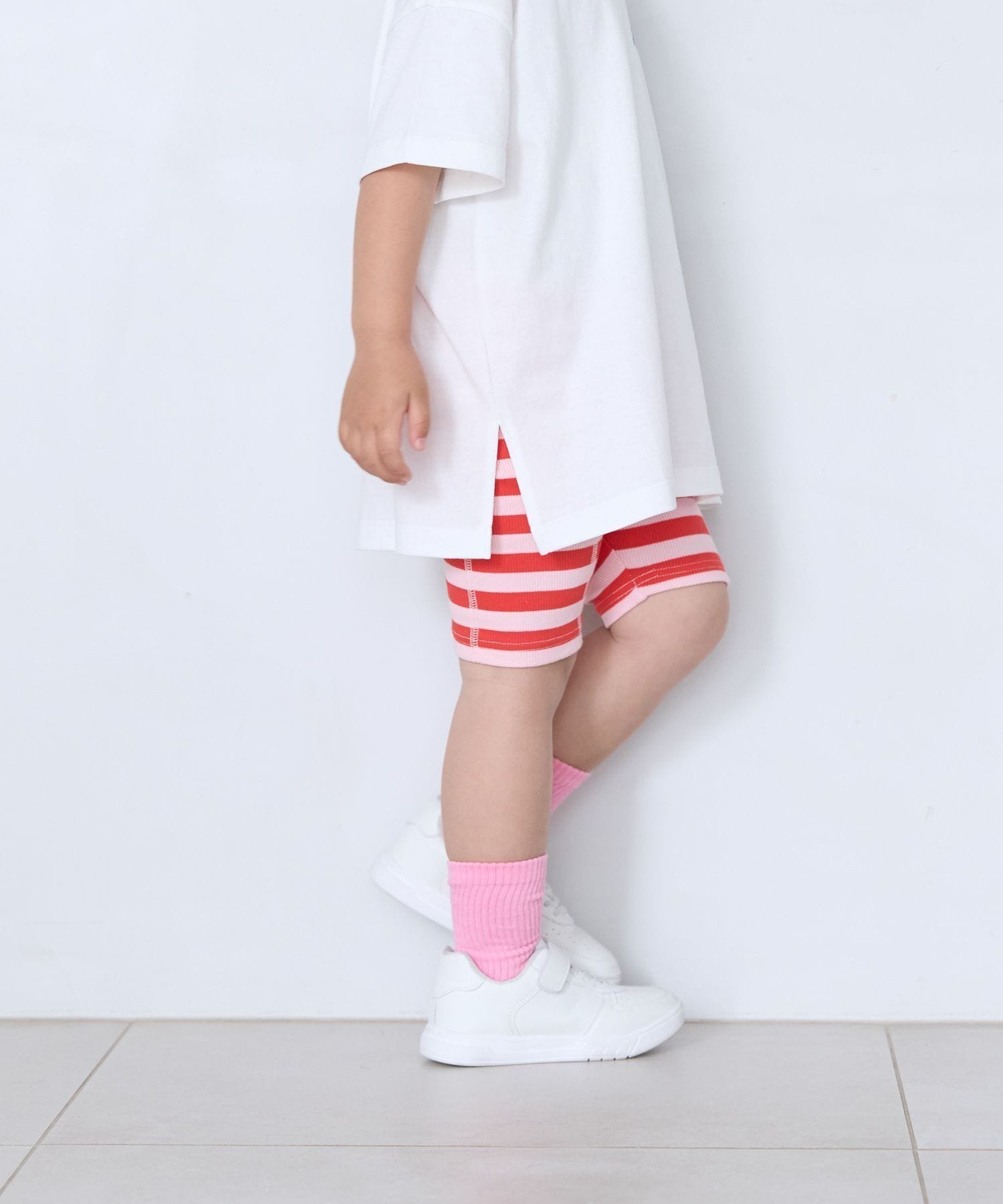 【ローリーズファーム/LOWRYS FARM / KIDS】のサイクルリブパンツ インテリア・キッズ・メンズ・レディースファッション・服の通販 founy(ファウニー) 　ファッション　Fashion　キッズファッション　Fashion for Kids　ボトムス　Bottoms　ボーダー　Border, Stripe　レギンス　Leggings, Stretch Pants　人気　Popular, Best Seller　夏　Summer　ピンク×レッド太ボーダー|ID: prp329100004993375 ipo3291000000037398252