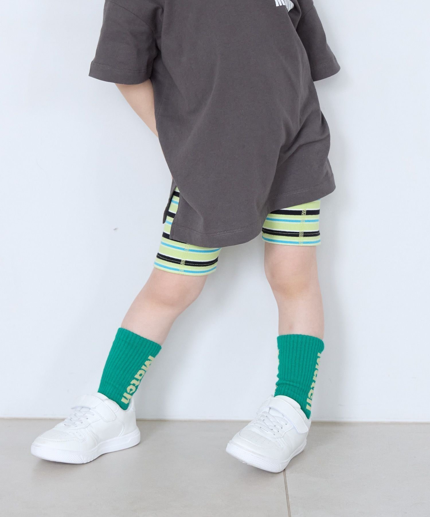 【ローリーズファーム/LOWRYS FARM / KIDS】のサイクルリブパンツ インテリア・キッズ・メンズ・レディースファッション・服の通販 founy(ファウニー) 　ファッション　Fashion　キッズファッション　Fashion for Kids　ボトムス　Bottoms　ボーダー　Border, Stripe　レギンス　Leggings, Stretch Pants　人気　Popular, Best Seller　夏　Summer　グリーンマルチ|ID: prp329100004993375 ipo3291000000037398254