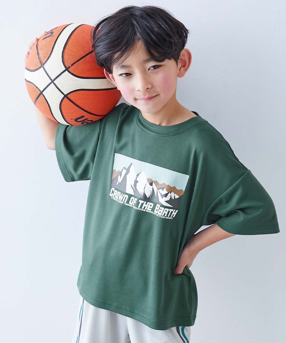 【デビロック/devirock / KIDS】の【涼感 サラッとメッシュ】* デビラボ プリント 半袖Tシャツ 子供服 キッズ 26SS インテリア・キッズ・メンズ・レディースファッション・服の通販 founy(ファウニー) 　ファッション　Fashion　キッズファッション　Fashion for Kids　ストレッチ　Stretch, Stretchy Fabric　トレンド　Trend, Trending Now　フレア　Flare, Flared　プリント　Print, Printed Pattern　ベーシック　Basic, Essential　半袖　Short Sleeve, Half Sleeve　メッシュ　Mesh, Net Fabric　おすすめ　Recommended / Our Picks　夏　Summer　2026年　2026　2026春夏・S/S　Spring/Summer 2026 SS26　016-山-Dグリーン|ID: prp329100004993378 ipo3291000000037398289