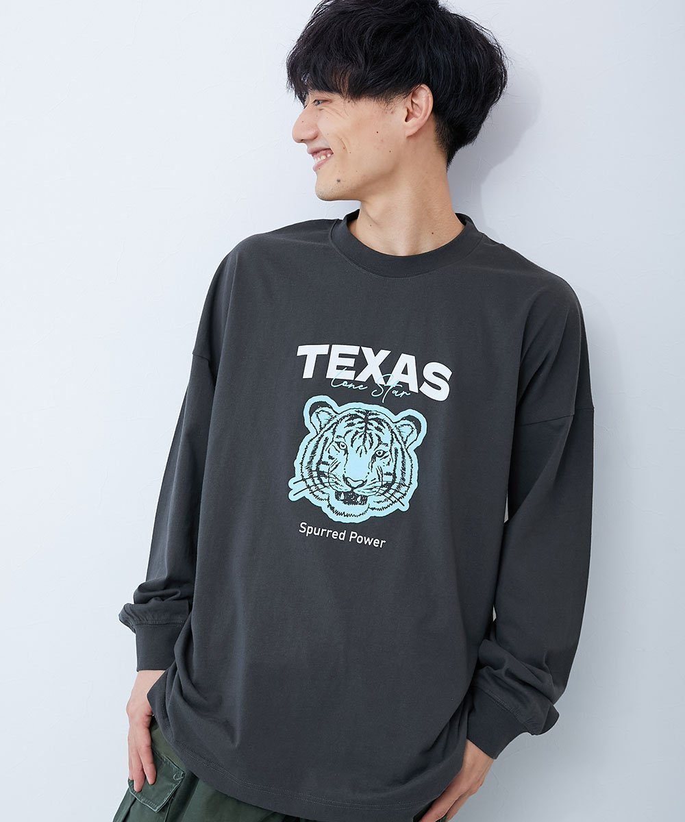 【デビロック/devirock / KIDS】の綿100% 大人 デビラボ プリント 袖リブ 長袖Tシャツ 子供服 キッズ 男の子 26SS インテリア・キッズ・メンズ・レディースファッション・服の通販 founy(ファウニー) 　ファッション　Fashion　キッズファッション　Fashion for Kids　長袖　Long Sleeve, Full Sleeve　プリント　Print, Printed Pattern　ベビー　Baby, Babywear　ロンパース　Romper, Jumpsuit　おすすめ　Recommended / Our Picks　2026年　2026　2026春夏・S/S　Spring/Summer 2026 SS26　001-TEXAS-スミクロ|ID: prp329100004993393 ipo3291000000037398419