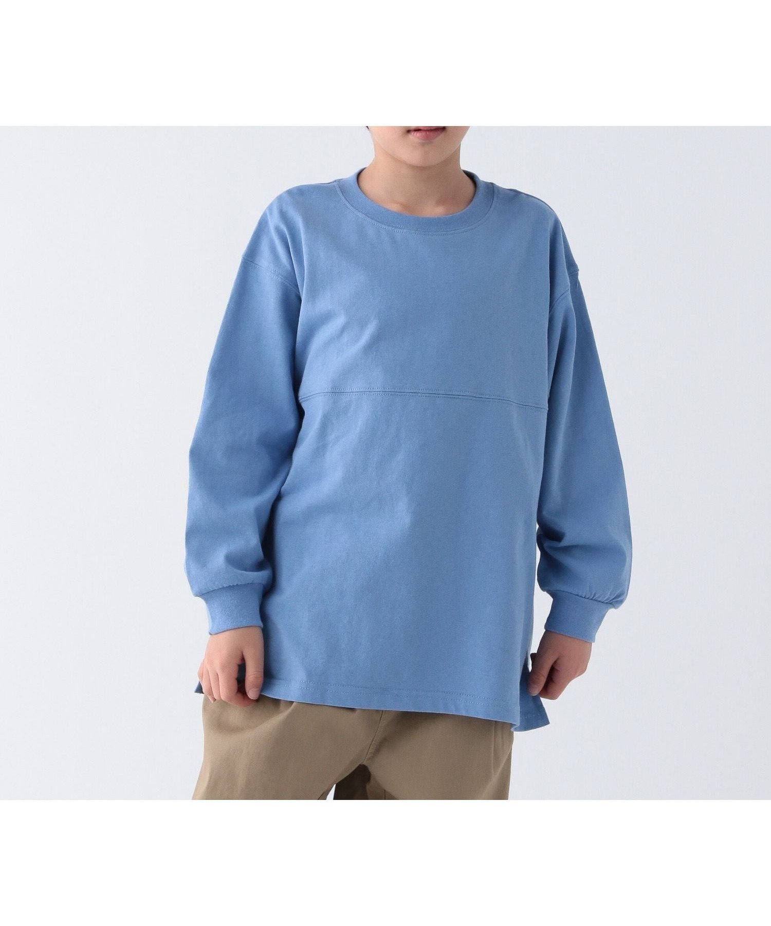 【ベイフロー/BAYFLOW / KIDS】の大人気のロンTがリニューアル!! DAILYワンポイントロンT(KIDS) インテリア・キッズ・メンズ・レディースファッション・服の通販 founy(ファウニー) 　ファッション　Fashion　キッズファッション　Fashion for Kids　おすすめ　Recommended / Our Picks　シンプル　Simple, Minimal　デニム　Denim, Jeans Material　ボトム　Bottoms, Lower Wear　ルーズ　Loose, Oversized　ワンポイント　One Point, Statement Accent　ブルー80|ID: prp329100004993416 ipo3291000000037398632