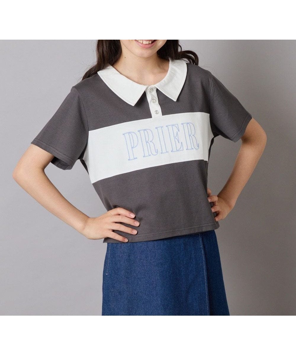 【アー ヴェー ヴェー/a.v.v / KIDS】の【接触冷感/ジメジメ対策】 130-160 えり付き切替ロゴTシャツ インテリア・キッズ・メンズ・レディースファッション・服の通販 founy(ファウニー) 　ファッション　Fashion　キッズファッション　Fashion for Kids　イエロー　Yellow　カーゴパンツ　Cargo Pants, Utility Pants　クール　Cool, Chic　切替　Switching, Contrast Panel　ショート　Short, Short Length　スポーティ　Sporty, Casual Athletic　デニム　Denim, Jeans Material　ボトム　Bottoms, Lower Wear　ボーダー　Border, Stripe　ワイド　Wide, Wide Fit　再入荷　Restock / Back in Stock　おすすめ　Recommended / Our Picks　夏　Summer　ダークグレー|ID: prp329100004993417 ipo3291000000037398635
