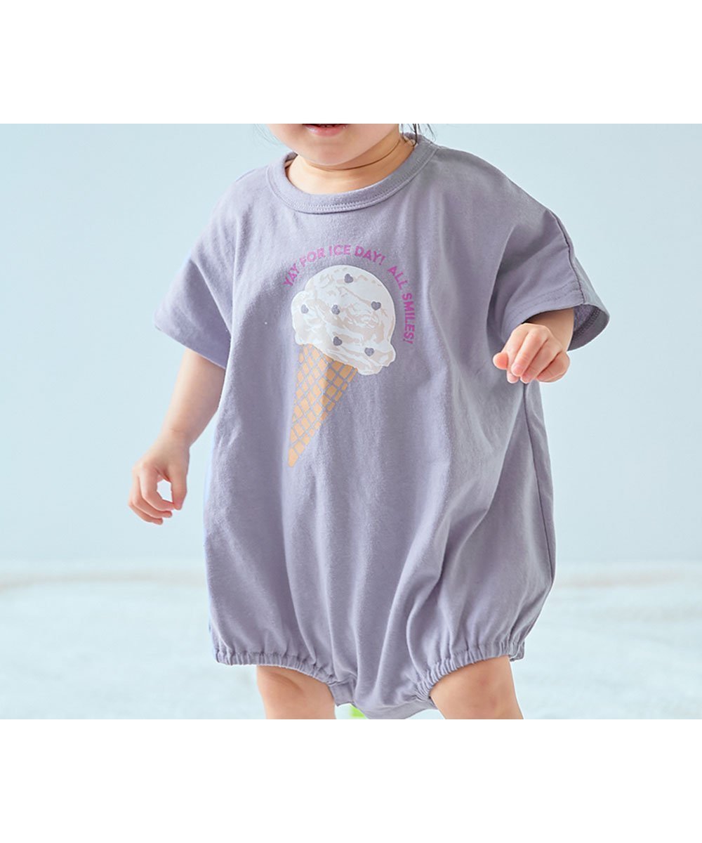 【デビロック/devirock / KIDS】の綿100% デビラボ プリント半袖ゆったりロンパース 子供服 キッズ 男の子 26SS インテリア・キッズ・メンズ・レディースファッション・服の通販 founy(ファウニー) 　ファッション　Fashion　キッズファッション　Fashion for Kids　イラスト　Illustration　プリント　Print, Printed Pattern　半袖　Short Sleeve, Half Sleeve　ロンパース　Romper, Jumpsuit　2026年　2026　2026春夏・S/S　Spring/Summer 2026 SS26　005-アイス-Gブルー|ID: prp329100004993422 ipo3291000000037398665