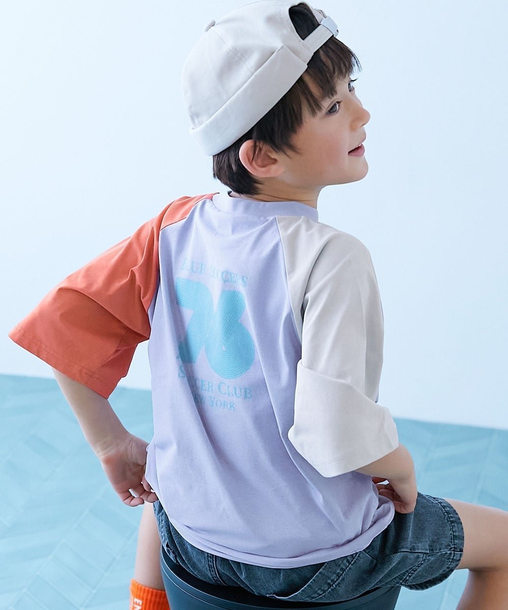 【デビロック/devirock / KIDS】の【イージーウォッシュ】防汚 ラグラン 5分袖 Tシャツ 子供服 キッズ 男の子 26SS インテリア・キッズ・メンズ・レディースファッション・服の通販 founy(ファウニー) ファッション Fashion キッズファッション Fashion for Kids ストレッチ Stretch, Stretchy Fabric なめらか Smooth, Silky Texture おすすめ Recommended / Our Picks 夏 Summer 2026年 2026 2026春夏・S/S Spring/Summer 2026 SS26 002-Lグレー-Gブルー|ID: prp329100004993440 ipo3291000000037398927