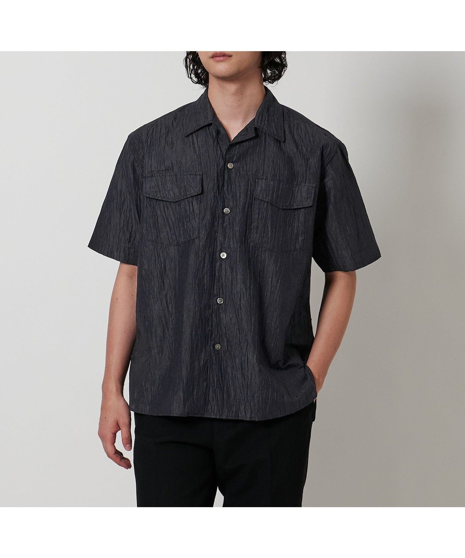 【ユナイテッドアローズ/UNITED ARROWS / MEN】のリンクル リラックス オープンカラーシャツ インテリア・キッズ・メンズ・レディースファッション・服の通販 founy(ファウニー) 　ファッション　Fashion　メンズファッション　Fashion for Men　インナー　Innerwear　サングラス　Sunglasses, Shades　ショーツ　Shorts, Short Pants　タンク　Tank Top, Sleeveless Top　ダブル　Double, Double-Breasted　フラップ　Flap, Flap Pocket　ブルゾン　Blouson, Bomber Jacket　ポケット　Pocket, Pocket Detail　半袖　Short Sleeve, Half Sleeve　羽織　Haori, Light Jacket　リゾート　Resort, Vacation Style　リネン　Linen, Linen Fabric　リラックス　Relax, Relaxed Fit　アウトレット　Outlet / Clearance　夏　Summer　エレガント 上品　Elegant　NAVY|ID: prp329100004993448 ipo3291000000037399051