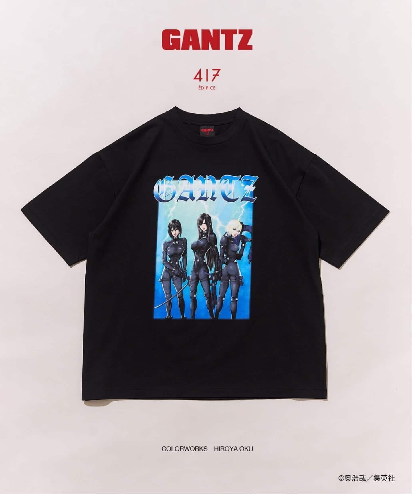 【フォーワンセブン エディフィス/417 EDIFICE】のGANTZ / ガンツ 417別注『COLOR WORKS』Tシャツ インテリア・キッズ・メンズ・レディースファッション・服の通販 founy(ファウニー) 　ファッション　Fashion　レディースファッション　Fashion for Women　トップス・カットソー　Cut & Sew Tops　シャツ・ブラウス・オフィスカジュアル　Elegant Blouses & Button-Ups　ロングTシャツ・Tシャツ　Longline T-Shirts & Tees　イラスト　Illustration　キャラクター　Character, Licensed Characters　クール　Cool, Chic　グラフィック　Graphic, Graphic Design　コレクション　Collection, Seasonal Line　シンプル　Simple, Minimal　スウェット / スエット　Sweatshirt, Sweatwear　スタイリッシュ　Stylish, Fashionable　ダブル　Double, Double-Breasted　人気　Popular, Best Seller　フロント　Front, Front Design　プリント　Print, Printed Pattern　別注　Limited Edition, Custom Order　ミックス　Mix, Mixed Style　メタリック　Metallic, Shiny Finish　ラバー　Rubber, Rubber Sole　ブラック|ID: prp329100004993514 ipo3291000000037399490