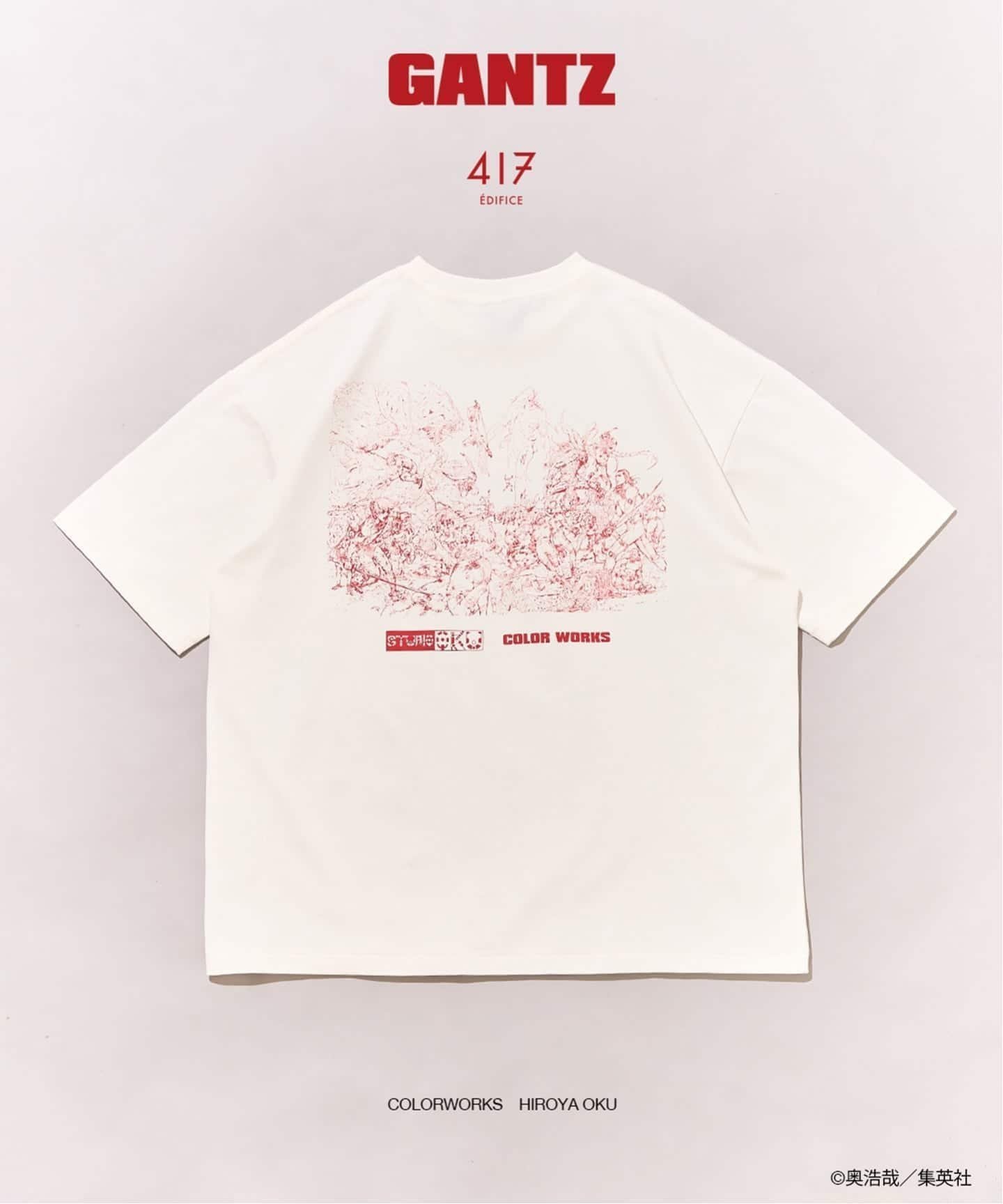 【フォーワンセブン エディフィス/417 EDIFICE】のGANTZ / ガンツ 417別注『COLOR WORKS』Tシャツ インテリア・キッズ・メンズ・レディースファッション・服の通販 founy(ファウニー) 　ファッション　Fashion　レディースファッション　Fashion for Women　トップス・カットソー　Cut & Sew Tops　シャツ・ブラウス・オフィスカジュアル　Elegant Blouses & Button-Ups　ロングTシャツ・Tシャツ　Longline T-Shirts & Tees　イラスト　Illustration　キャラクター　Character, Licensed Characters　クール　Cool, Chic　グラフィック　Graphic, Graphic Design　コレクション　Collection, Seasonal Line　シンプル　Simple, Minimal　スウェット / スエット　Sweatshirt, Sweatwear　スタイリッシュ　Stylish, Fashionable　ダブル　Double, Double-Breasted　人気　Popular, Best Seller　フロント　Front, Front Design　プリント　Print, Printed Pattern　別注　Limited Edition, Custom Order　ミックス　Mix, Mixed Style　メタリック　Metallic, Shiny Finish　ラバー　Rubber, Rubber Sole　ホワイト|ID: prp329100004993514 ipo3291000000037399494
