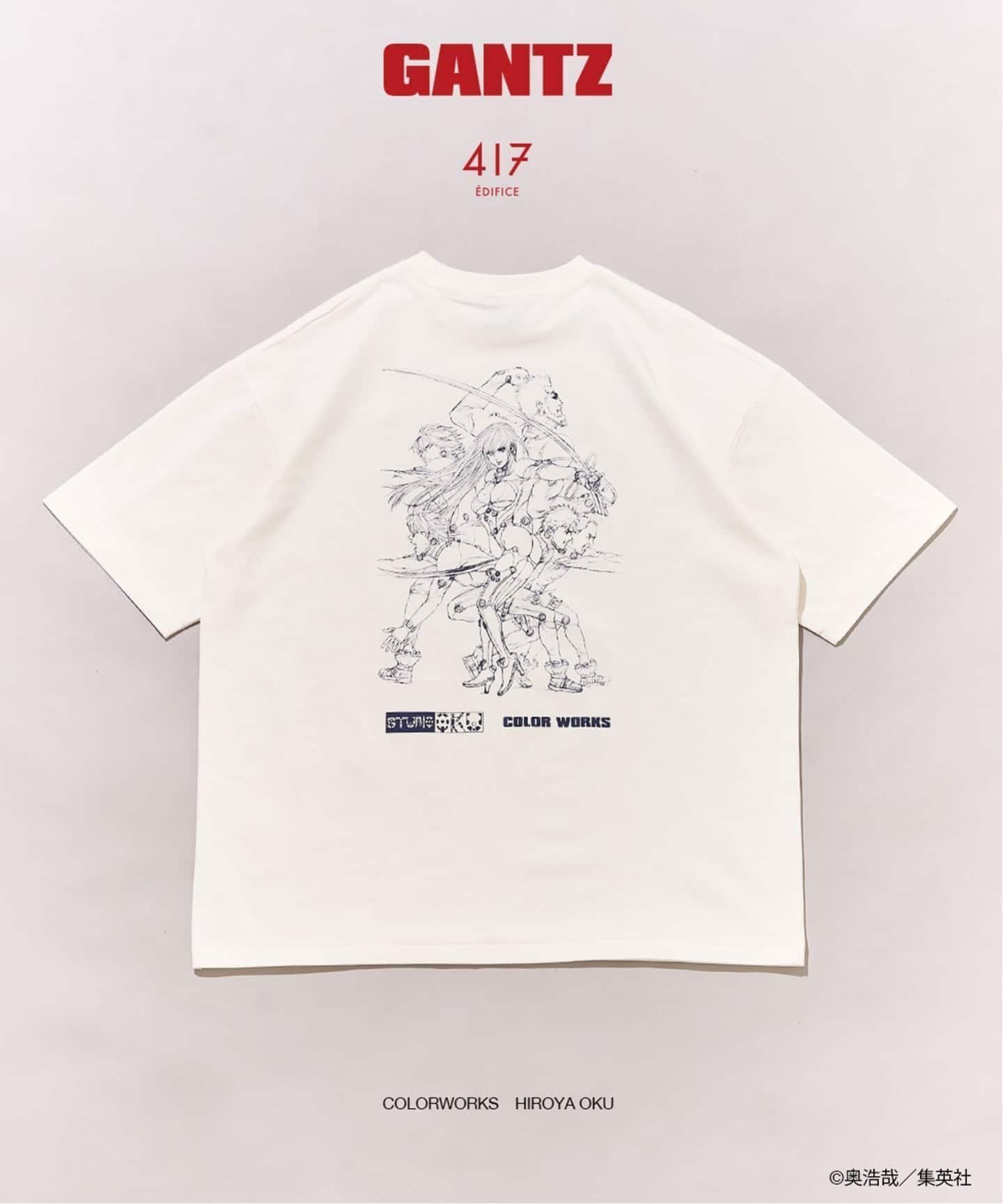 【フォーワンセブン エディフィス/417 EDIFICE】のGANTZ / ガンツ 417別注『COLOR WORKS』Tシャツ インテリア・キッズ・メンズ・レディースファッション・服の通販 founy(ファウニー) 　ファッション　Fashion　レディースファッション　Fashion for Women　トップス・カットソー　Cut & Sew Tops　シャツ・ブラウス・オフィスカジュアル　Elegant Blouses & Button-Ups　ロングTシャツ・Tシャツ　Longline T-Shirts & Tees　イラスト　Illustration　キャラクター　Character, Licensed Characters　クール　Cool, Chic　グラフィック　Graphic, Graphic Design　コレクション　Collection, Seasonal Line　シンプル　Simple, Minimal　スウェット / スエット　Sweatshirt, Sweatwear　スタイリッシュ　Stylish, Fashionable　ダブル　Double, Double-Breasted　人気　Popular, Best Seller　フロント　Front, Front Design　プリント　Print, Printed Pattern　別注　Limited Edition, Custom Order　ミックス　Mix, Mixed Style　メタリック　Metallic, Shiny Finish　ラバー　Rubber, Rubber Sole　ホワイト A|ID: prp329100004993514 ipo3291000000037399495