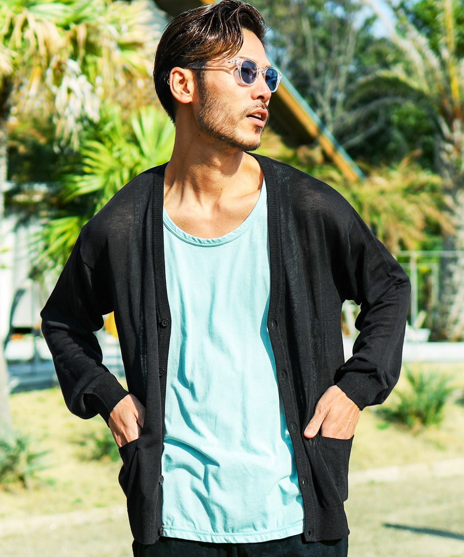 【ジギーズショップ/JIGGYS SHOP / MEN】のサマーニット カーディガン 薄手 長袖 無地 透け感 冷房 UV 対策 春 夏 26SS インテリア・キッズ・メンズ・レディースファッション・服の通販 founy(ファウニー) 　ファッション　Fashion　メンズファッション　Fashion for Men　春　Spring　カーディガン　Cardigan, Knitwear　コンパクト　Compact, Small Size　サマー　Summer, Summer Style　ニットソー　Knit-Sewn, Cut & Sew Knit　長袖　Long Sleeve, Full Sleeve　無地　Plain, Solid Color　楽ちん　Easy Fit, Comfortable　S/S・春夏　SS, Spring/Summer, Warm Season　再入荷　Restock / Back in Stock　夏　Summer　2026年　2026　2026春夏・S/S　Spring/Summer 2026 SS26　ブラック|ID: prp329100004993520 ipo3291000000037399534