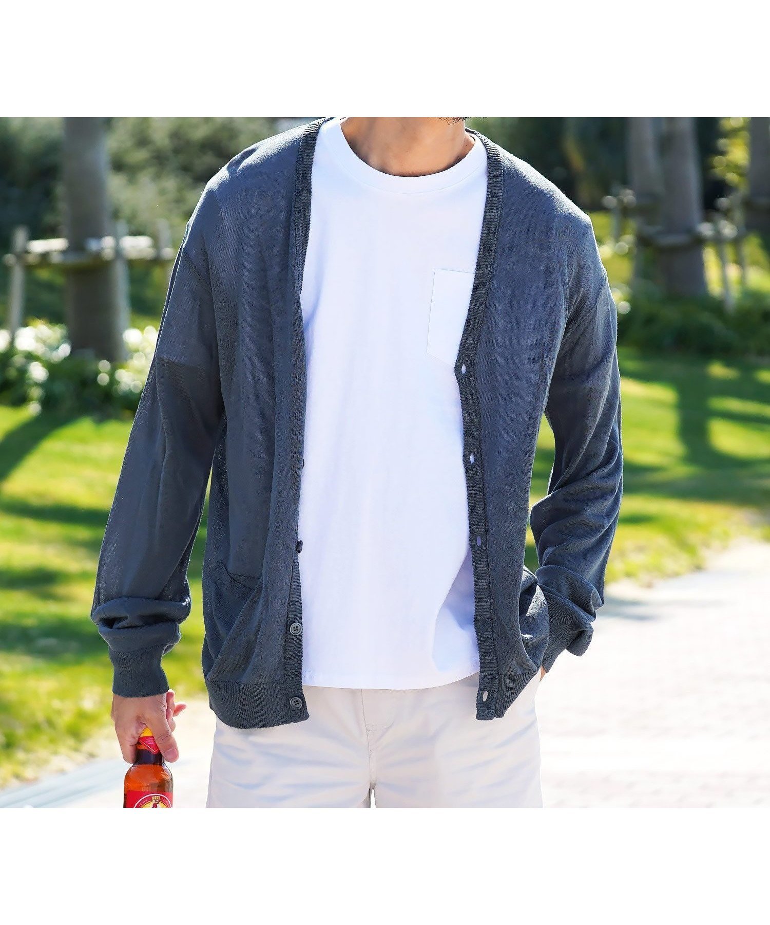 【ジギーズショップ/JIGGYS SHOP / MEN】のサマーニット カーディガン 薄手 長袖 無地 透け感 冷房 UV 対策 春 夏 26SS インテリア・キッズ・メンズ・レディースファッション・服の通販 founy(ファウニー) 　ファッション　Fashion　メンズファッション　Fashion for Men　春　Spring　カーディガン　Cardigan, Knitwear　コンパクト　Compact, Small Size　サマー　Summer, Summer Style　ニットソー　Knit-Sewn, Cut & Sew Knit　長袖　Long Sleeve, Full Sleeve　無地　Plain, Solid Color　楽ちん　Easy Fit, Comfortable　S/S・春夏　SS, Spring/Summer, Warm Season　再入荷　Restock / Back in Stock　夏　Summer　2026年　2026　2026春夏・S/S　Spring/Summer 2026 SS26　インディゴ|ID: prp329100004993520 ipo3291000000037399539