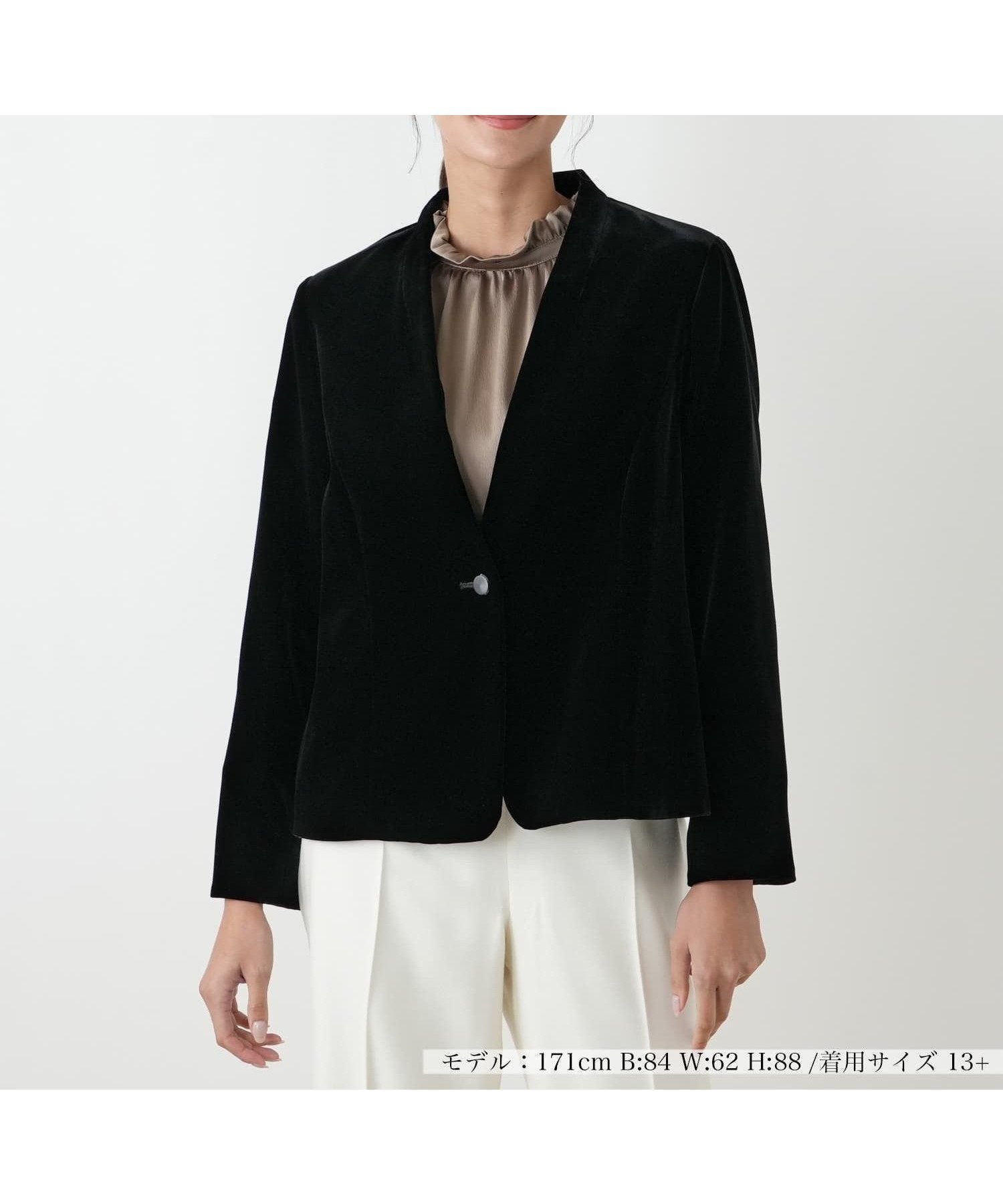 【レリアンプラスハウス/Leilian PLUS HOUSE】のジャケット【セレモニー】 インテリア・キッズ・メンズ・レディースファッション・服の通販 founy(ファウニー) 　ファッション　Fashion　レディースファッション　Fashion for Women　アウター　Coat / Outerwear Collection　レディースジャケット・軽アウター　Jackets　キュプラ　Cupro, Eco Fabric　ジャケット　Jacket, Outerwear　セレモニー　Ceremony　ビジネス 仕事 通勤　Business / Work / Commuting　フォーマル　Formal, Dressy　ベルベット　Velvet, Velvety　ポケット　Pocket, Pocket Detail　エレガント 上品　Elegant　入学式　Entrance Ceremony　卒業式　Graduation Ceremony　無地　Plain, Solid Color　秋　Autumn　結婚式　Wedding　ブラック|ID: prp329100004993549 ipo3291000000037399791