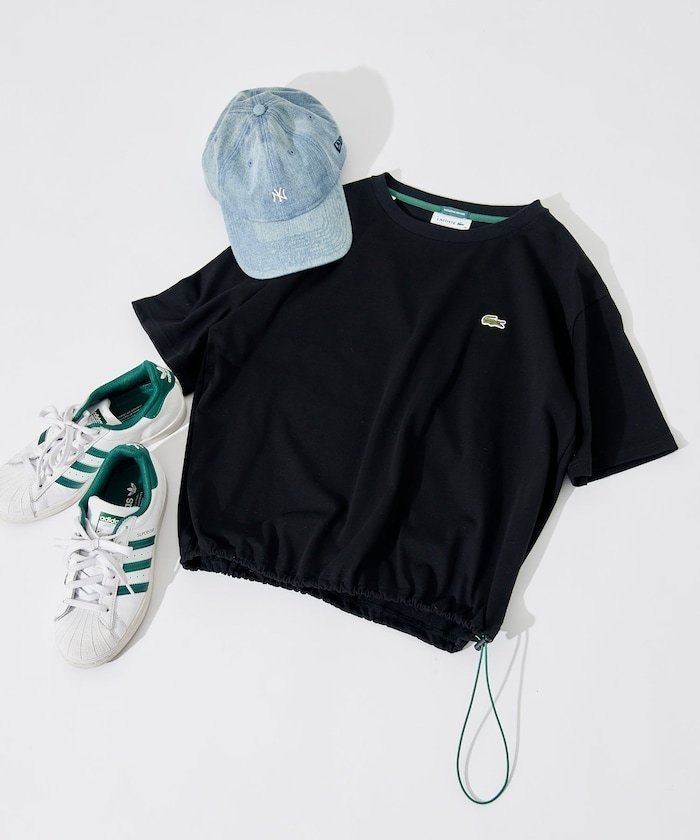 【フリークスストア/FREAK'S STORE】のLACOSTE 別注 スピンドル付き クルーネック 半袖Tシャツ/ワンポイントTシャツ 全5色 インテリア・キッズ・メンズ・レディースファッション・服の通販 founy(ファウニー) 　ファッション　Fashion　レディースファッション　Fashion for Women　トップス・カットソー　Cut & Sew Tops　シャツ・ブラウス・オフィスカジュアル　Elegant Blouses & Button-Ups　ロングTシャツ・Tシャツ　Longline T-Shirts & Tees　2026年　2026　2026春夏・S/S　Spring/Summer 2026 SS26　スピンドル　Spindle, Drawcord　スペシャル　Special, Limited Edition　フィット　Fit, Slim Fit　リラックス　Relax, Relaxed Fit　ワンポイント　One Point, Statement Accent　別注　Limited Edition, Custom Order　半袖　Short Sleeve, Half Sleeve　吸水　Absorbent, Quick-Dry　夏　Summer　春　Spring　S/S・春夏　SS, Spring/Summer, Warm Season　ブラック|ID: prp329100004993560 ipo3291000000037400085