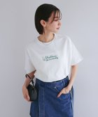 【アンドミー/andme】のコットン 天竺 ロゴ 刺繍 エンブロイダリー 半袖 Tシャツ 大人の最旬トレンドファッション＆コーディネート founy(ファウニー) ファッション Fashion レディースファッション Fashion for Women トップス・カットソー Cut & Sew Tops シャツ・ブラウス・オフィスカジュアル Elegant Blouses & Button-Ups ロングTシャツ・Tシャツ Longline T-Shirts & Tees エンブロイダリー Embroidery Design スリット Slit, Slit Detail 人気 Popular, Best Seller ベーシック Basic, Essential 半袖 Short Sleeve, Half Sleeve おすすめ Recommended / Our Picks thumbnail オフホワイト×グリーン|ID: prp329100004993598 ipo3291000000037400371