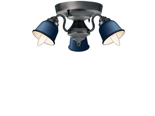 【フライミー ファクトリー/FLYMEe Factory / GOODS】のCUSTOM SERIES 3 Ceiling Lamp × Petit Steel / カスタムシリーズ 3灯シーリングランプ × スチール(プチ) インテリア・キッズ・メンズ・レディースファッション・服の通販 founy(ファニー) 　送料無料　Free Shipping　アンティーク　Antique　クラシカル　Classical　シンプル　Simple　ホーム・キャンプ・アウトドア・お取り寄せ　Home,Garden,Outdoor,Camping Gear　家具・インテリア　Furniture　ライト・照明　Lighting & Light Fixtures　シーリングライト　Ceiling Light　器具本体:ビンテージメタル、シェード:ディープブルー|ID: prp329100000000717 ipo3291000000007916416