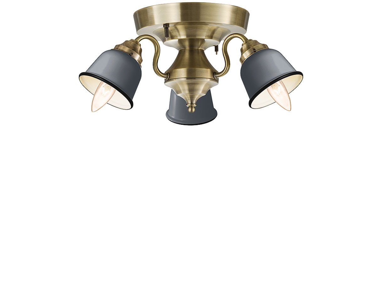 【フライミー ファクトリー/FLYMEe Factory / GOODS】のCUSTOM SERIES 3 Ceiling Lamp × Petit Steel / カスタムシリーズ 3灯シーリングランプ × スチール(プチ) インテリア・キッズ・メンズ・レディースファッション・服の通販 founy(ファニー) 　送料無料　Free Shipping　アンティーク　Antique　クラシカル　Classical　シンプル　Simple　ホーム・キャンプ・アウトドア・お取り寄せ　Home,Garden,Outdoor,Camping Gear　家具・インテリア　Furniture　ライト・照明　Lighting & Light Fixtures　シーリングライト　Ceiling Light　器具本体:ゴールド、シェード:ディープグレー|ID: prp329100000000717 ipo3291000000030243265