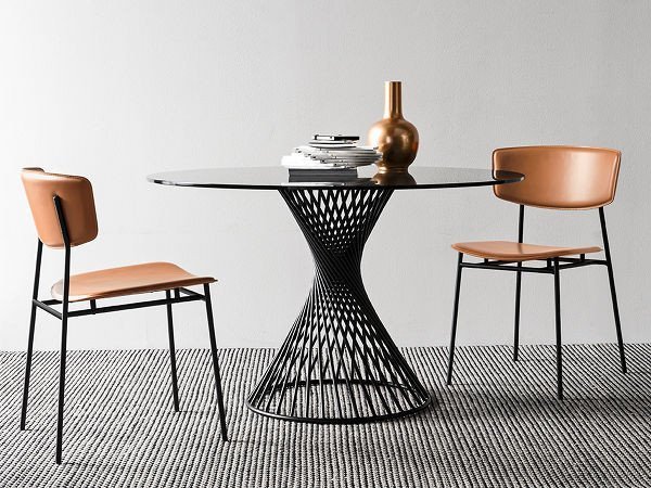 【カリガリス/Calligaris / GOODS】のVORTEX / ヴォルテックス ガラス天板 CS/4108-FD 120 インテリア・キッズ・メンズ・レディースファッション・服の通販 founy(ファニー) 　ガラス　Glass　テーブル　Table　フレーム　Flame　ラウンド　Round　ホーム・キャンプ・アウトドア・お取り寄せ　Home,Garden,Outdoor,Camping Gear　家具・インテリア　Furniture　テーブル　Table　ダイニングテーブル　Dining Table　天板GTG スモークグレー、脚部P15 マットブラック|ID: prp329100000000834 ipo3291000000007902712