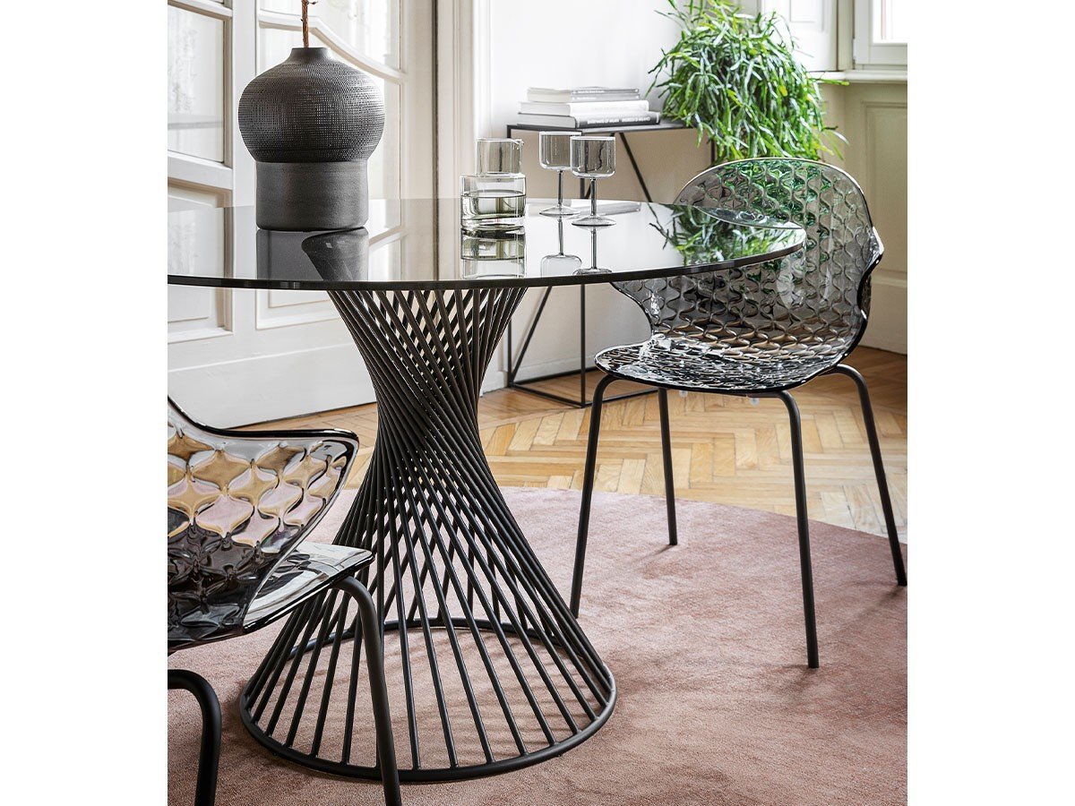 【カリガリス/Calligaris / GOODS】のVORTEX / ヴォルテックス ガラス天板 CS/4108-FD 120 人気、トレンドファッション・服の通販 founy(ファニー) 　ガラス　Glass　テーブル　Table　フレーム　Flame　ラウンド　Round　ホーム・キャンプ・アウトドア・お取り寄せ　Home,Garden,Outdoor,Camping Gear　家具・インテリア　Furniture　テーブル　Table　ダイニングテーブル　Dining Table　other-6|ID: prp329100000000834 ipo3291000000031465632
