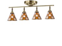【フライミー ファクトリー/FLYMEe Factory / GOODS】のCUSTOM SERIES 4 Ceiling Lamp × Stained Glass Checker / カスタムシリーズ 4灯シーリングランプ × ステンドグラス(チェッカー) 人気、トレンドファッション・服の通販 founy(ファニー) 送料無料 Free Shipping イエロー Yellow オレンジ Orange ハンド Hand ホーム・キャンプ・アウトドア・お取り寄せ Home,Garden,Outdoor,Camping Gear 家具・インテリア Furniture ライト・照明 Lighting & Light Fixtures シーリングライト Ceiling Light |ID:prp329100000001882