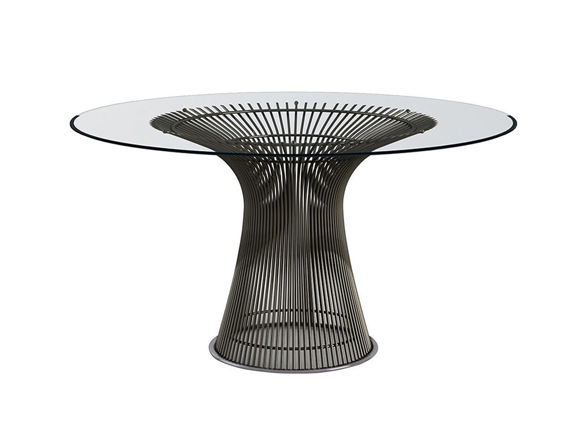 【ノル/Knoll / GOODS】のPlatner Collection Dining Table / プラットナーコレクション ダイニングテーブル インテリア・キッズ・メンズ・レディースファッション・服の通販 founy(ファニー) 　エレガント 上品　Elegant　ガラス　Glass　コレクション　Collection　シンプル　Simple　テーブル　Table　フレーム　Flame　モダン　Modern　ラウンド　Round　ワイヤー　Wire　ホーム・キャンプ・アウトドア・お取り寄せ　Home,Garden,Outdoor,Camping Gear　家具・インテリア　Furniture　テーブル　Table　ダイニングテーブル　Dining Table　天板:クリアガラス、脚部:メタリックブロンズ|ID: prp329100000002175 ipo3291000000030178182