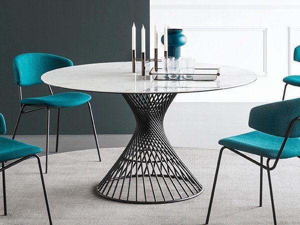 【カリガリス/Calligaris / GOODS】のVORTEX / ヴォルテックス セラミック天板 CS/4108-FD 140 インテリア・キッズ・メンズ・レディースファッション・服の通販 founy(ファニー) 　テーブル　Table　フレーム　Flame　ラウンド　Round　ホーム・キャンプ・アウトドア・お取り寄せ　Home,Garden,Outdoor,Camping Gear　家具・インテリア　Furniture　テーブル　Table　ダイニングテーブル　Dining Table　天板P2C ホワイトマーブル、脚部P15 マットブラック|ID: prp329100000002397 ipo3291000000007905008