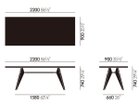 【ヴィトラ/Vitra / GOODS】のEM Table / EM ターブル ウッド 寸法図「幅220cm」|ID: prp329100000002566 ipo3291000000025307358
