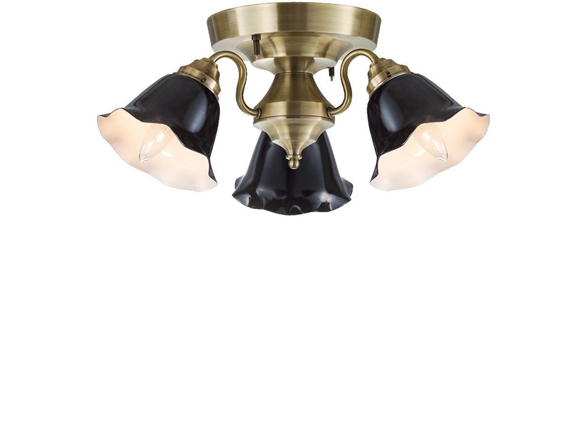 【フライミー ファクトリー/FLYMEe Factory / GOODS】のCUSTOM SERIES 3 Ceiling Lamp × Mini Wave Enamel / カスタムシリーズ 3灯シーリングランプ × ミニエナメル(ウェーブ) インテリア・キッズ・メンズ・レディースファッション・服の通販 founy(ファニー) 　送料無料　Free Shipping　アンティーク　Antique　ウェーブ　Wave　エナメル　Enamel　ガラス　Glass　ホーム・キャンプ・アウトドア・お取り寄せ　Home,Garden,Outdoor,Camping Gear　家具・インテリア　Furniture　ライト・照明　Lighting & Light Fixtures　シーリングライト　Ceiling Light　器具本体:ゴールド、シェード:ブラック|ID: prp329100000002820 ipo3291000000007916511
