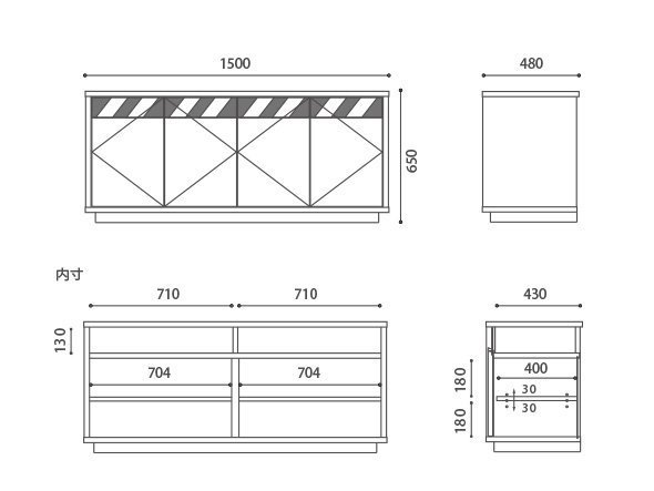 【マスターウォール/MASTERWAL / GOODS】のBASS LIVING BOARD / バス リビングボード(奥行48cm) インテリア・キッズ・メンズ・レディースファッション・服の通販 founy(ファニー) ガラス Glass, Glassware スマート Smart, Elegant ホーム・キャンプ・アウトドア・お取り寄せ Home Living / Home & Lifestyle / Camping Gear / Outdoor Camping 家具・インテリア Home Furniture & Interior. Stylish & Functional Living Spaces 収納家具・キャビネット Storage Furniture サイドボード・リビング収納 Cabinet / Storage Cabinet 寸法図(幅150cm)|ID: prp329100000002865 ipo3291000000036798173