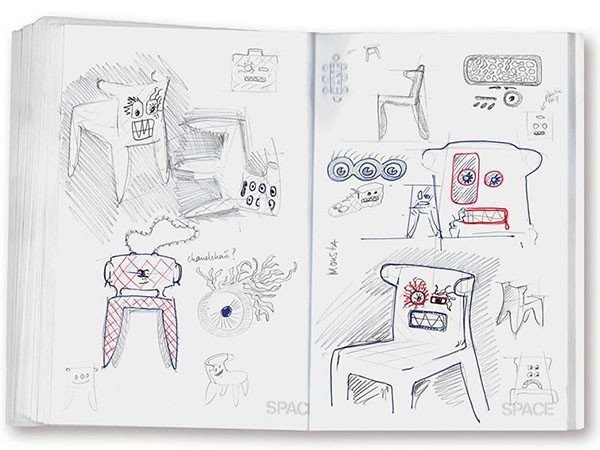 【モーイ/moooi / GOODS】のMonster Chair / モンスター チェア(合成皮革) インテリア・キッズ・メンズ・レディースファッション・服の通販 founy(ファニー) 　送料無料　Free Shipping　クッション　Cushion, Throw Pillow　フォルム　Silhouette, Form　ミックス　Mix, Mixed Style　ラグジュアリー　Luxury, Elegant　ホーム・キャンプ・アウトドア・お取り寄せ　Home Living / Home & Lifestyle / Camping Gear / Outdoor Camping　家具・インテリア　Home Furniture & Interior. Stylish & Functional Living Spaces　チェア・椅子　Seating & Chairs　ダイニングチェア・木製チェア　Dining Chairs　デザインスケッチ|ID: prp329100000003191 ipo3291000000034649593