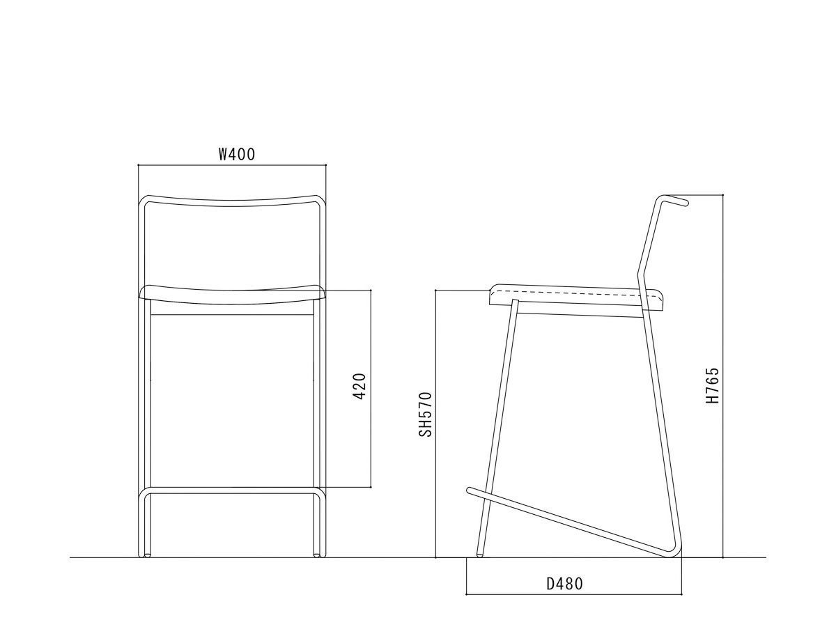 【杉山製作所/Sugiyama Seisakusho / GOODS】のfelice counter chair / フェリーチェ カウンターチェア インテリア・キッズ・メンズ・レディースファッション・服の通販 founy(ファニー) 　送料無料　Free Shipping　ホーム・キャンプ・アウトドア・お取り寄せ　Home,Garden,Outdoor,Camping Gear　家具・インテリア　Furniture　チェア・椅子　Chair　カウンターチェア・ハイスツール　Counter Chair/High Stool　「座面高57cm」寸法図|ID: prp329100000003437 ipo3291000000029193117